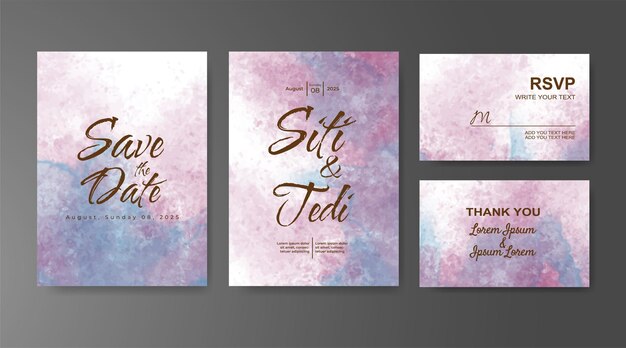 Invitación de boda con fondo de acuarela abstracta
