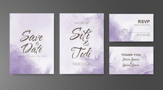 Invitación de boda con fondo de acuarela abstracta