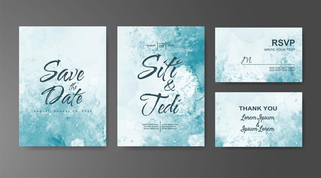 Invitación de boda con fondo de acuarela abstracta