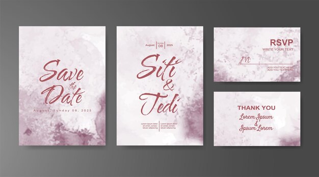 Invitación de boda con fondo de acuarela abstracta