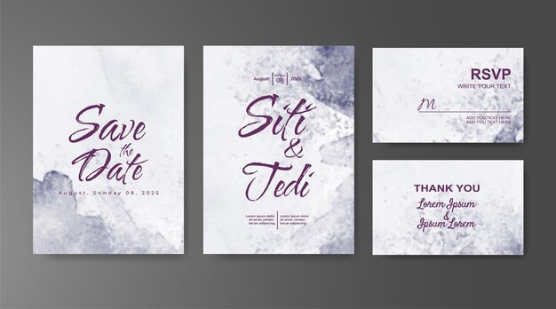 Invitación de boda con fondo de acuarela abstracta