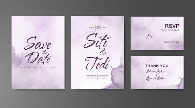 Invitación de boda con fondo de acuarela abstracta