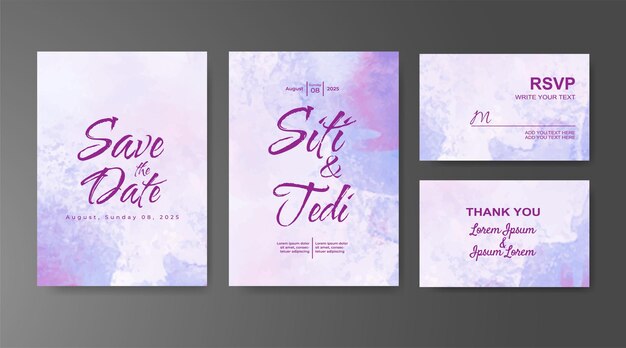 Invitación de boda con fondo de acuarela abstracta