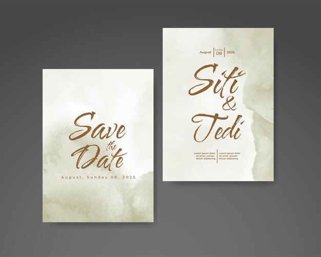 Invitación de boda con fondo de acuarela abstracta