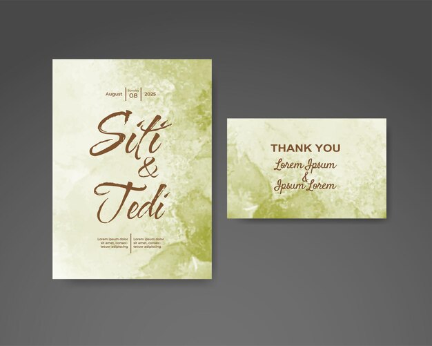 Invitación de boda con fondo de acuarela abstracta