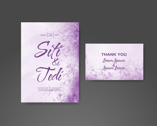Invitación de boda con fondo de acuarela abstracta