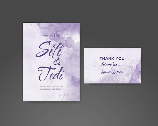Invitación de boda con fondo de acuarela abstracta