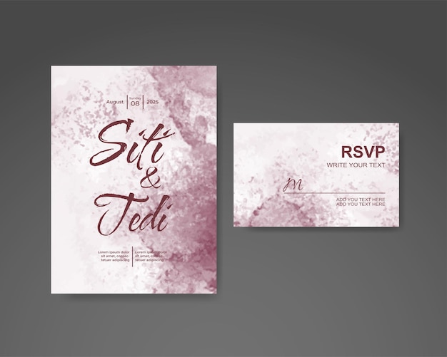 Invitación de boda con fondo de acuarela abstracta