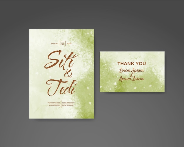 Invitación de boda con fondo de acuarela abstracta
