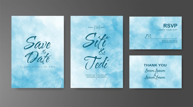 Invitación de boda con fondo de acuarela abstracta