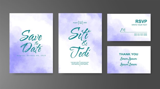 Invitación de boda con fondo de acuarela abstracta