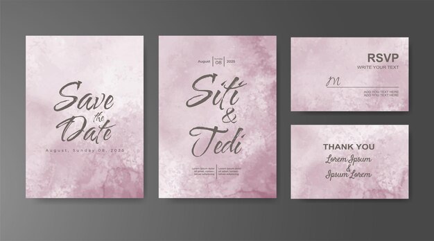 Invitación de boda con fondo de acuarela abstracta