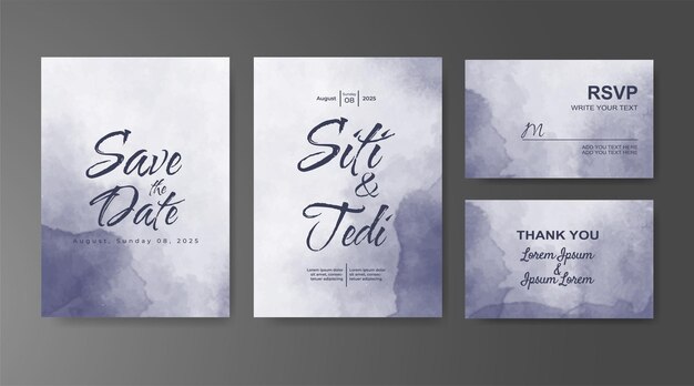 Invitación de boda con fondo de acuarela abstracta