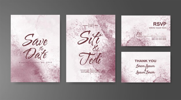 Invitación de boda con fondo de acuarela abstracta