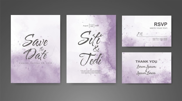 Invitación de boda con fondo de acuarela abstracta