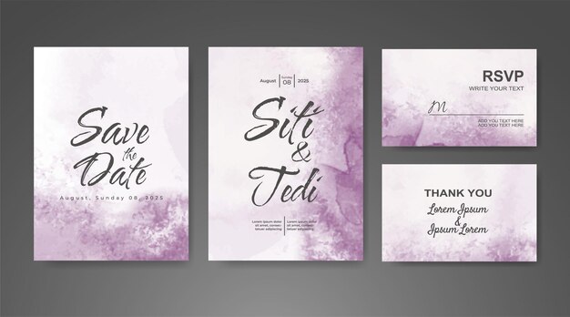 Invitación de boda con fondo de acuarela abstracta