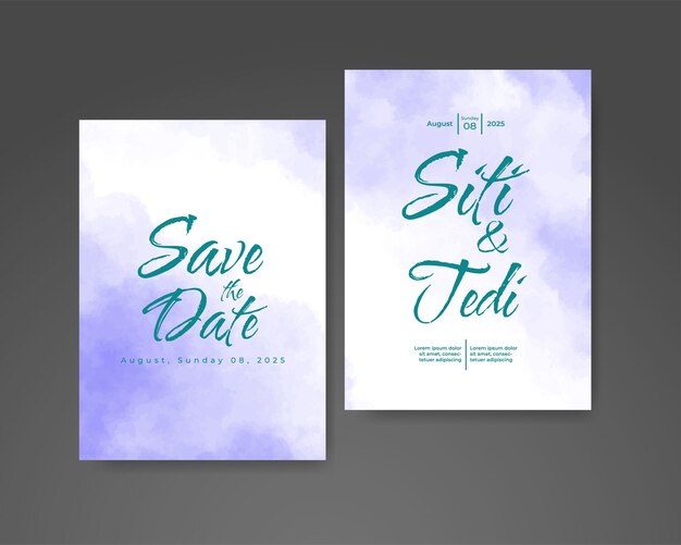 Invitación de boda con fondo de acuarela abstracta