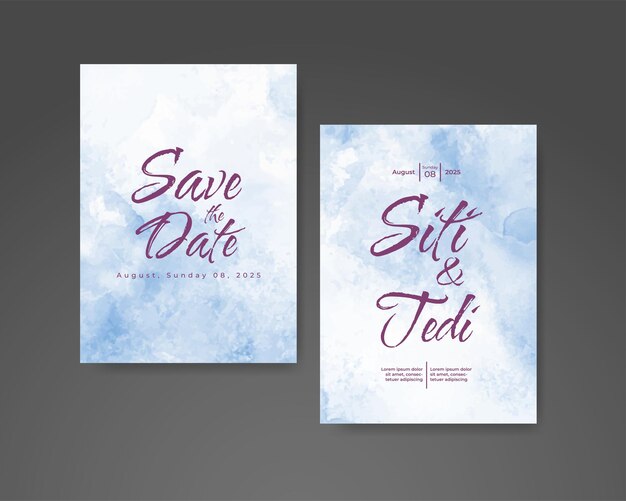 Invitación de boda con fondo de acuarela abstracta