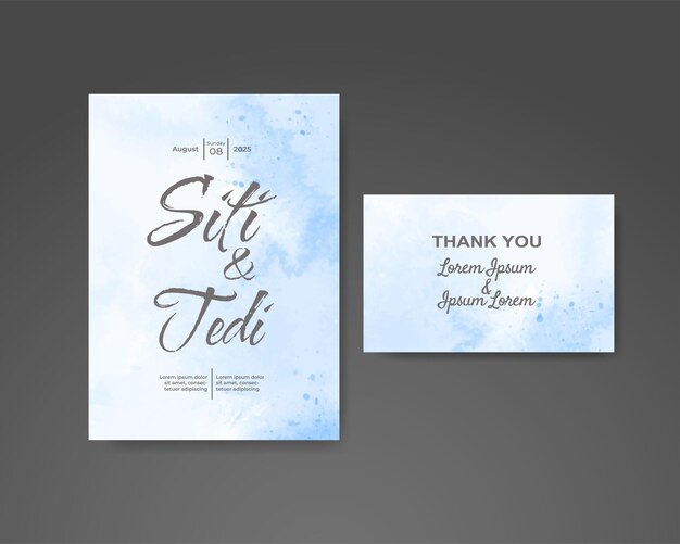Invitación de boda con fondo de acuarela abstracta