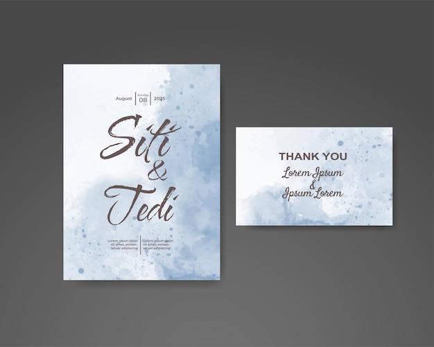 Invitación de boda con fondo de acuarela abstracta