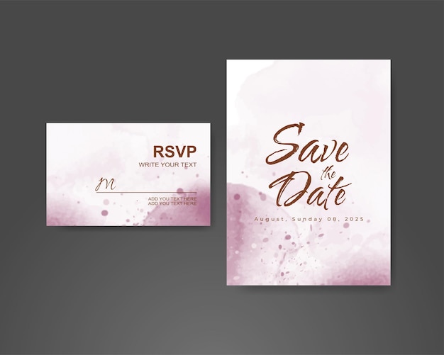 Invitación de boda con fondo de acuarela abstracta