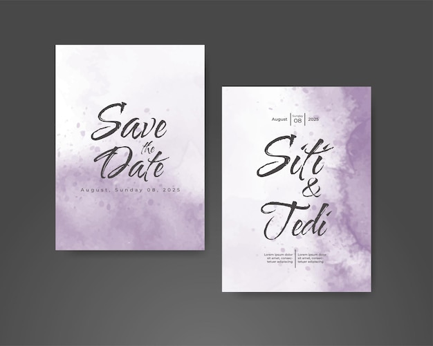 Invitación de boda con fondo de acuarela abstracta
