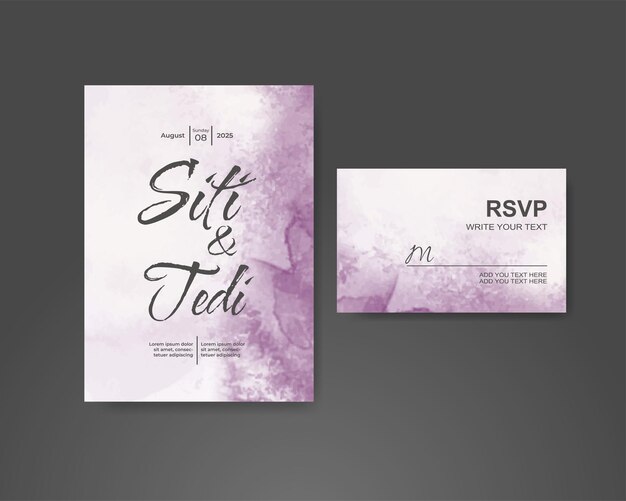 Invitación de boda con fondo de acuarela abstracta