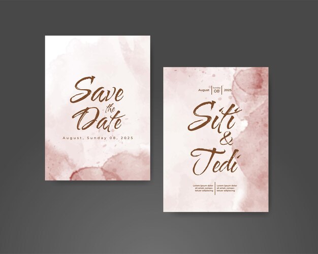 Invitación de boda con fondo de acuarela abstracta