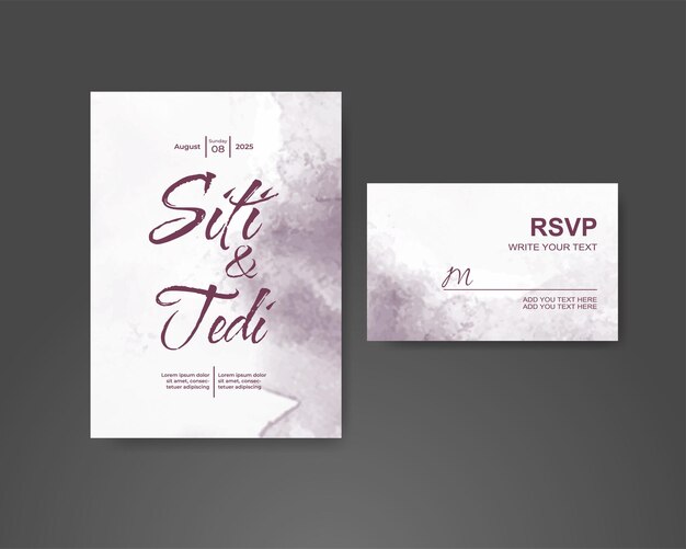 Invitación de boda con fondo de acuarela abstracta
