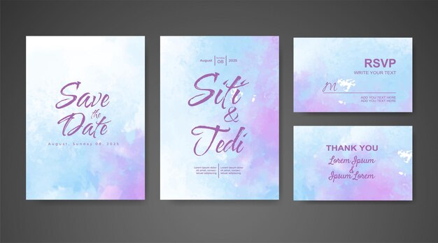 Invitación de boda con fondo de acuarela abstracta