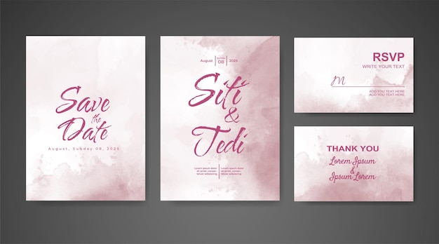 Invitación de boda con fondo de acuarela abstracta