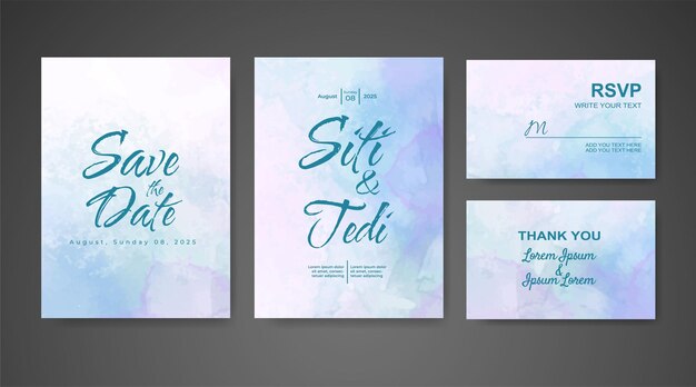 Invitación de boda con fondo de acuarela abstracta
