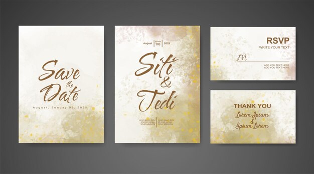 Invitación de boda con fondo de acuarela abstracta