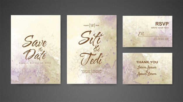 Invitación de boda con fondo de acuarela abstracta