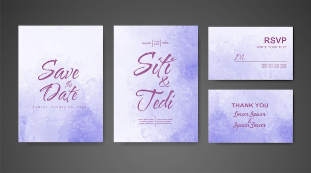 Invitación de boda con fondo de acuarela abstracta