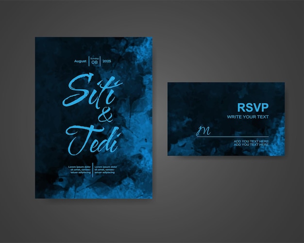 Invitación de boda con fondo de acuarela abstracta