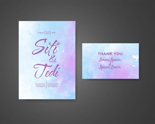 Invitación de boda con fondo de acuarela abstracta