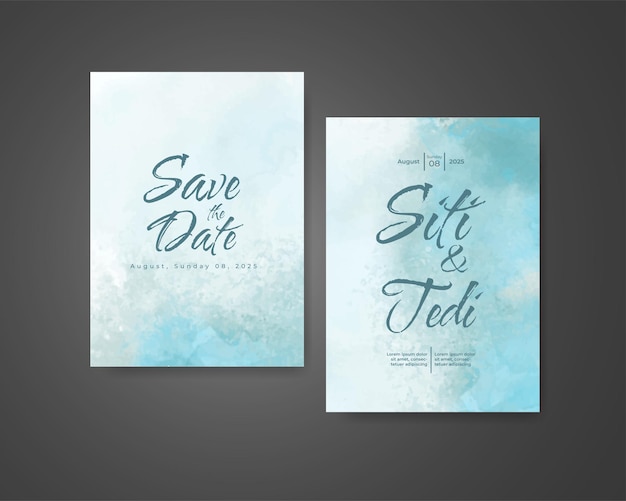Invitación de boda con fondo de acuarela abstracta