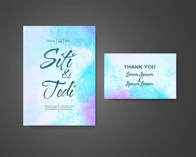 Invitación de boda con fondo de acuarela abstracta
