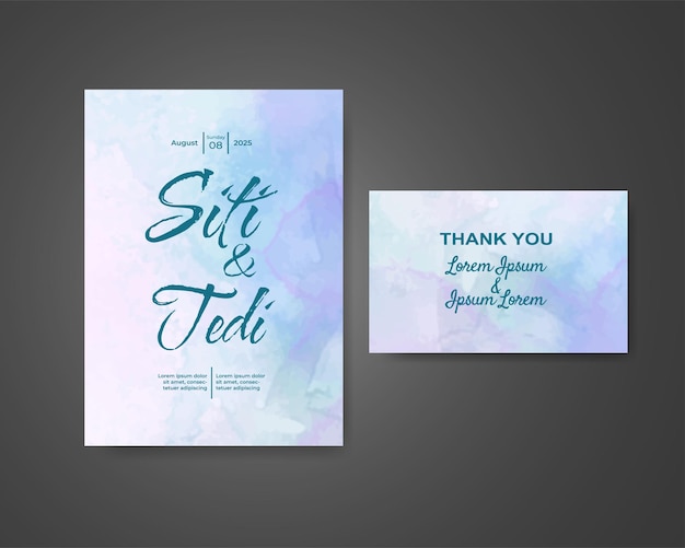 Invitación de boda con fondo de acuarela abstracta