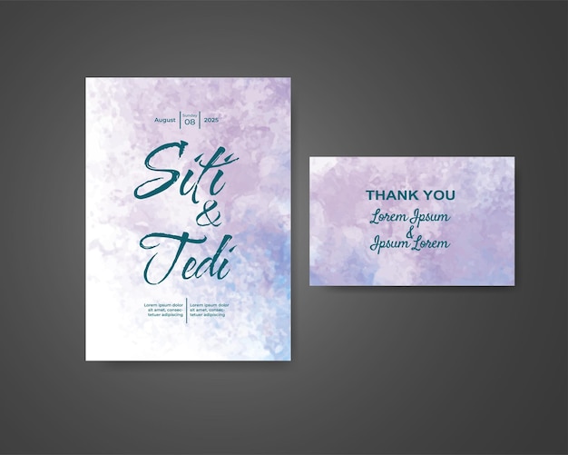 Invitación de boda con fondo de acuarela abstracta