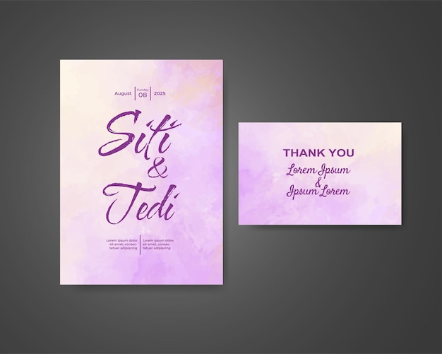 Invitación de boda con fondo de acuarela abstracta