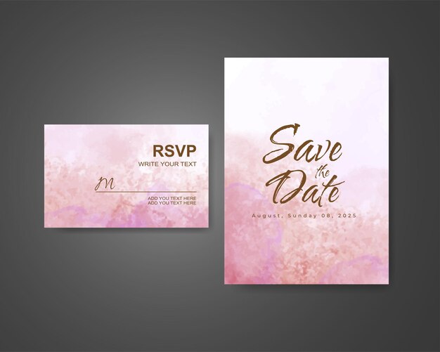 Invitación de boda con fondo de acuarela abstracta