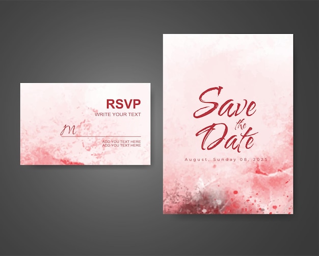 Invitación de boda con fondo de acuarela abstracta