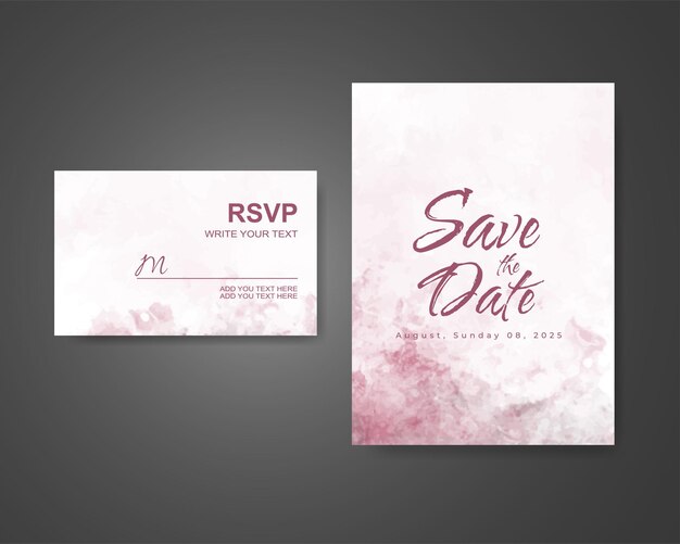 Invitación de boda con fondo de acuarela abstracta
