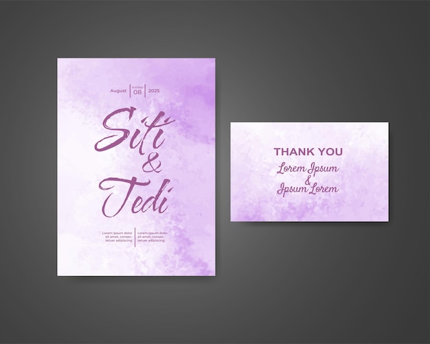 Invitación de boda con fondo de acuarela abstracta