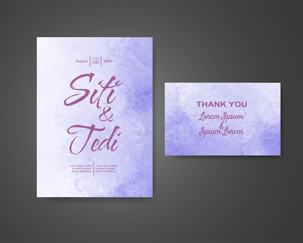 Invitación de boda con fondo de acuarela abstracta