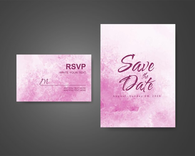 Invitación de boda con fondo de acuarela abstracta