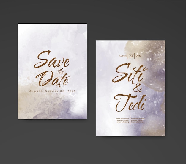 Invitación de boda con fondo de acuarela abstracta