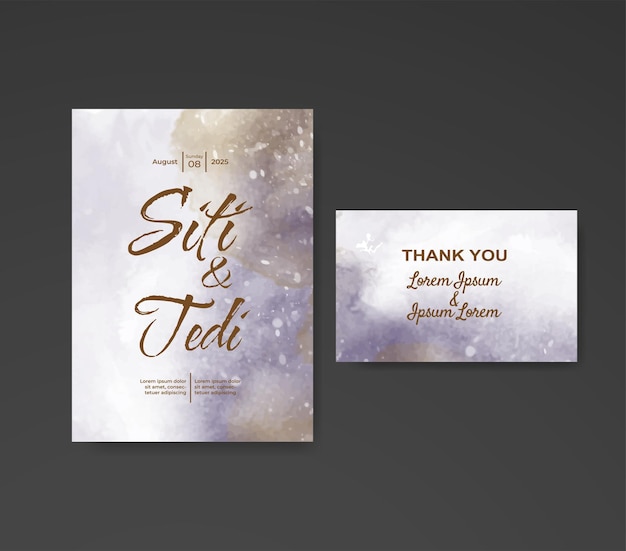 Invitación de boda con fondo de acuarela abstracta